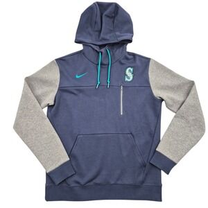 Nike BSBL Seattle Mariners Hoodie Mens Large Navy Gray Pullover MLB Sweatshirt